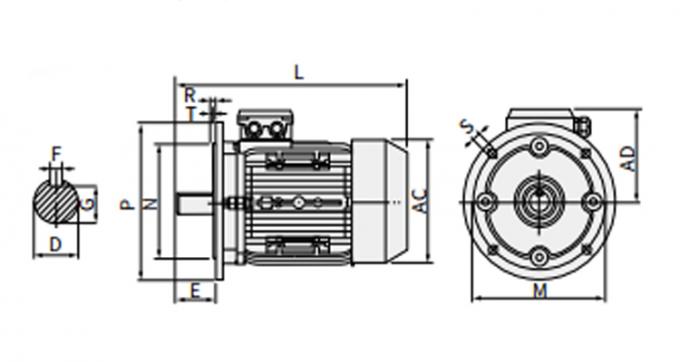 50Hz 60Hz Waterproof 0.09kw 0.12Hp Empat kutub Asynchronous Electric Motor 380V 1500RPM Tiga fase tertutup 220V AC Tegangan 11