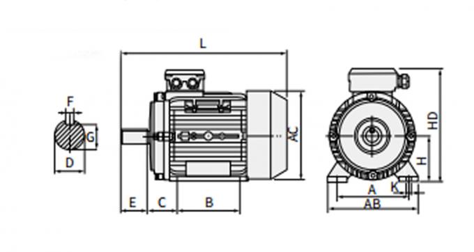 50Hz 60Hz Waterproof 0.09kw 0.12Hp Empat kutub Asynchronous Electric Motor 380V 1500RPM Tiga fase tertutup 220V AC Tegangan 10