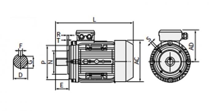 50Hz 60Hz Waterproof 0.09kw 0.12Hp Empat kutub Asynchronous Electric Motor 380V 1500RPM Tiga fase tertutup 220V AC Tegangan 12
